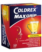 Coldrex MaxGrip 1000 mg + 10 mg + 40 mg o smaku cytrynowym, 10 saszetek