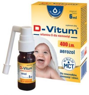 D-Vitum, witamina D dla noworodków, niemowląt i dzieci, 400j.m., aerozol, 6 ml