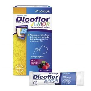 Dicoflor Junior, dla dzieci od 3 roku życia i dorosłych, 12 saszetek