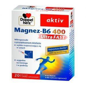Doppelherz aktiv, Magnez-B6 UltraFAST, 20 saszetek