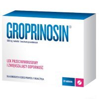 Groprinosin 500 mg, lek przeciwwirusowy i zwiększający odporność, 20 tabletek