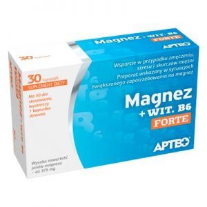 Magnez Forte + Witamina B6, Apteo, 30 kapsułek