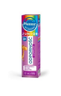 Plusssz Junior Odporność Complex, dla dzieci powyżej 3 lat, smak malina-truskawka, 20 tabletek musujących