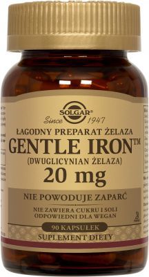 Solgar, Gentle Iron (żelazo), 20 mg, 90 kapsułek