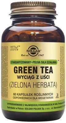 Solgar, Green Tea -  wyciąg z liści zielonej herbaty, 60 kapsułek