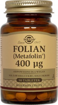 Solgar, Kwas foliowy metylowany - Folian, 50 tabletek