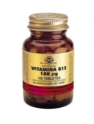 Solgar, Witamina B12 naturalna 0,1 mg, 100 tabletek