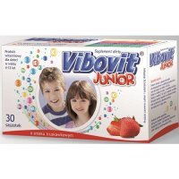 Vibovit Junior, dla dzieci w wieku od 4 do 12 lat, smak truskawkowy, 30 saszetek